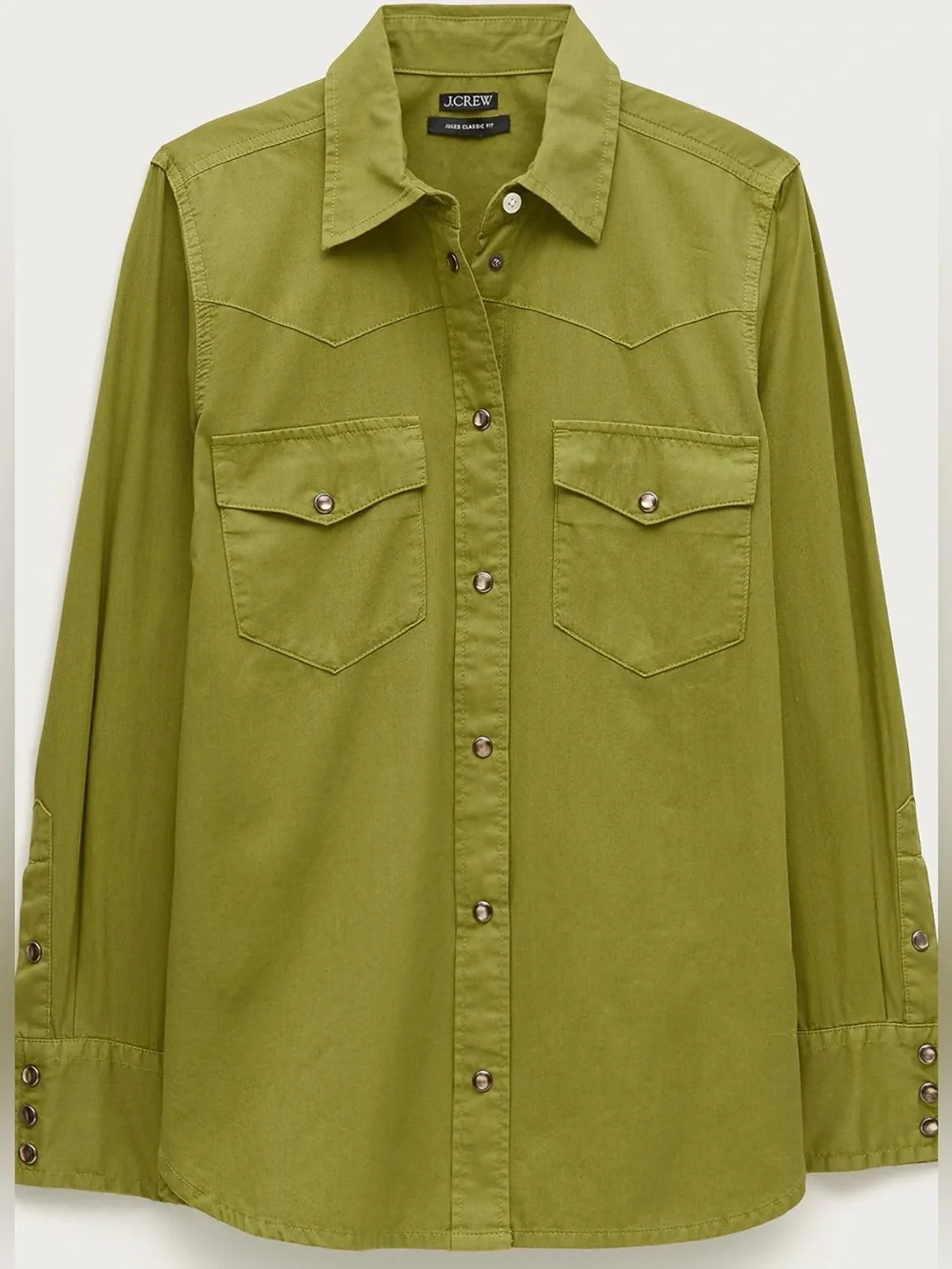 J.Crew Jules Garment Dyed Cotton Poplin Shirt NWT Olive Green Size 8 - Picture 5 of 6